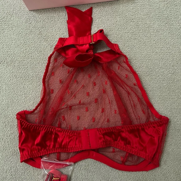 Agent Provocateur Madelina Red Ribbon High Neck Halter Bra & Panties Set NWT - Picture 9 of 10